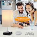 Miniatyrbillede 3 af 5: 3-Farvet Bedside Lampe med USB Port og AC Stikkontakt Bordlamper til Soveværelse Natbordlamper med Blå Skærm Sort Metal Bedlampe