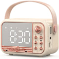 Pikkukuva 1 / 5: Retro-kannettava langaton Bluetooth-kaiutin herätyskellolla, äänenvoimakkuus Bluetooth 5.0, tukee TF-korttia U-levyä AUX-keittiöön makuuhuoneeseen, kotiin ja ulkotiloihin (valkoinen)
