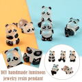 Miniatyrbillede 4 af 5: Sæt med 2 mini lysende pandafigurer - Miniature pottedekoration - Miniature blomst, der lyser i mørket