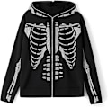Miniatyrbillede 4 af 5: Dame Full Zip Up Hoodie Halloween Langærmet Grafisk Jakke Goth Sweatshirt Pige Gadetøj (Størrelse:XXL)