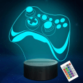 Miniatyrbilde 1 av 4: Hologram Controller 3D nattlys for barn, 16 farger og fjernkontroll dimmerkontroll gutt jente videospill romtilbehør som julebursdagsgave for barn