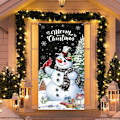 Miniatyrbild 5 av 5: Jultomte dörrskydd God Jul dörrdekorationer Vinter snögubbe bakgrund banderoll för ytterdörr veranda jul