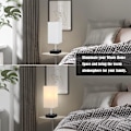 Miniatyrbillede 4 af 5: 3-Farvet Bedside Lampe med USB Port og AC Stikkontakt Bordlamper til Soveværelse Natbordlamper med Blå Skærm Sort Metal Bedlampe