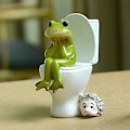 Miniatyrbild 3 av 5: Miniatyrträdgårdsfe groda figurin - helt enkelt glad