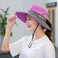 Miniatyrbillede 4 af 4: Dame Ponytail Safari Solhat Mesh Bred Krem Solbeskyttelse Udendørs Spand Hat Sammenfoldelig Strand Sommer Fiskeri Hat