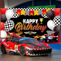 Miniatyrbild 2 av 5: Biltema födelsedagsfest dekorationer racing bil fest foto bakgrund för födelsedagsfest fotografering dekorationer racing bil tema 72,8 x 43,3 tum