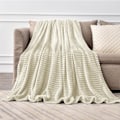 Miniatyrbillede 4 af 4: Fleece tæppe - 3D ribbet jacquard dekorativt gult tæppe til sofa og seng, let varmt hyggeligt blødt fuzzy tæpper 50x60 tommer
