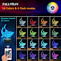 Miniatyrbilde 2 av 5: Shark 3D Illusion Night Light Animal Touch Table Desk Lamp, med fjernkontroll 16 farger optisk USB LED nattlys for barn feriegave