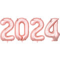 Pikkukuva 1 / 4: 2024 Uuden vuoden ilmapallot, 40 tuuman numeropallon - Esteettinen jättiläinen Universaali 2024 Uuden vuoden ilmapallot juhlatarvikkeisiin (ruusukulta)