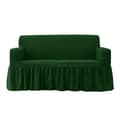 Enkelt passande sofföverdrag, universellt, hög stretch, hållbart möbelskydd med kjol (blågrön), 2-4 sitsar
