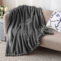 Miniatyrbild 1 av 4: Fleecefilt - 3D Ribbad Jacquard Dekorativ Gul Överkast för Soffa & Säng, Lätt Varm Mysig Mjuk Fuzzy Filtar 50x60 tum