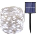 Miniatyrbillede 1 af 5: Opgraderede solcellelyskæder til udendørs brug, 39 fod 120 LED 8 tilstande kobbertrådslys, solcelledrevne fe-lys, vandtætte solceller (hvide)