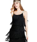 Great Gatsby 1920-luvun hapsumekko naisille, musta Black L