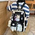 Miniatyrbillede 5 af 5: Kawaii Rygsæk Sæt 5Pcs Æstetiske Skole Tasker Sød Rygsæk Sæt Med Vedhæng Frokostpose, Blyant Etui, Håndtaske, Møntpung