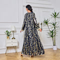 Miniatyrbillede 4 af 5: Damekjole V-hals slim fit bundstof varm stempling moderigtig high-end robe (Blå,XL) Blue XL