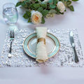 Miniatyrbillede 5 af 5: Sølvbordsløber, Sequin Glitter Foil Metallic Sølv Tynd Mesh Bordsløberrulle 11\"x108\", Sølvbordsdekorationer