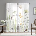 Miniatyrbilde 1 av 5: Blomster sommerfugl gardiner til stue 63 tommer (ca. 160 cm) lang 2-delt sett elegant gul floral