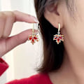 Miniatyrbilde 2 av 5: Thanksgiving Maple Leaf Øredobber for Kvinner Jenter, Lær Teardrop Øredobber Lær Dangle Øredobber Høst Smykker Gaver Delikat Gave Julegave