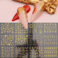 Pikkukuva 3 / 5: Kukka Kynsien Taide Tarrat Decals 3D Itsekiinnittyvä Kulta Kukka Lehti Pitsi Kynsien Taide Tarvikkeet Kukka Kynsien Tarrat Geometriset Viivat Kynsi(Kulta)