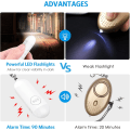 Miniatyrbillede 4 af 5: Personlig sikkerhedsalarm til kvinder - 130DB sikker lyd personlig alarm - Personlig sikkerhedsalarm nøglering med LED-lys - Sort og hvid
