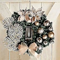 Miniatyrbild 2 av 4: Julkrans Konstgjorda Blommor Champagne 25cm Julkransar Julkrans För Inomhus Utomhus Juldekoration För Dörr Vägg Fönster