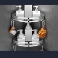 Miniatyrbilde 1 av 3: Bad Hylle Veggmontert 304 Rustfritt Stål Fri Punching Bad Hylle Bad Veggmontert Vanity Oppbevaringshylle Bad Trekantkurv