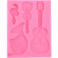 Miniatyrbillede 1 af 5: Guitarformet fondantform, silikone musik slikforme lyserød chokoladeform guitar isterningbakke til kagebagning dekoration