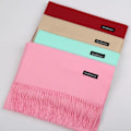 Miniatyrbillede 2 af 10: Cashmere Sjal Uld Shawl Ensfarvet Faux Cashmere Varmt Sjal Marineblå Tassel Sjal Til Kvinder Til Kvinder Date red 70*200cm