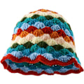 Miniatyrbilde 1 av 5: Heklet bøttehatt for kvinner - Trendy strikket blomsterhatt, søt boho blomster, håndlaget beanie, mote, utendørs boho cloche, reise