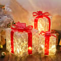 2025 New Decorative Gift Box with String Lights, Decorative Lights and Festive Ornaments, 3-piece Set