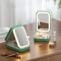 Miniatyrbillede 2 af 8: Lys Spejl Makeupboks, Kosmetik Opbevaringspose med LED Spejl | Bærbar Makeuppose - 3 Farver Med Lys Makeuppose, Rejse Makeuppose Black