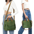 Miniatyrbillede 5 af 5: Canvas Tote Bag til kvinder 14 tommer stor Crossbody Tote Bag med flere lommer Canvas Crossbody Bag Top Handle skuldertaske Work Tote Bags