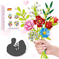 Miniatyrbild 1 av 4: Blombukett Byggset, 683PCS Blombyggstenar, Konstgjorda Blommor Botanisk Samling Byggklossleksaker