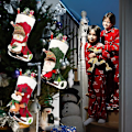 Miniatyrbilde 4 av 5: Julestrømper, 46 cm Store Strømper Sett Med 3 Julefigurer Julenissen, Snømann, Reinsdyr 3D Plysj Juletre Hjemmedekorasjoner Og Festtilbehør