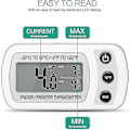 Miniatyrbillede 5 af 5: Køleskabstermometer, Digitalt Frysetermometer, Vandtæt Køleskabstermometer Med Max/min Funktion, Krog, Letlæseligt LCD-display, Til Hjemmet