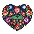 Miniatyrbild 1 av 7: 1 st hjärtformade blommorbroderiapplikatlappar för kläder 19cmx21cm