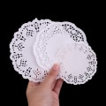 Miniatyrbild 5 av 8: 100 st Vita runda pappersunderlägg Doily Spetsunderlägg för bord N1