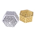 Miniatyrbild 5 av 8: Kreativ plast hexagon godislåda bröllop vintage choklad gi Gold