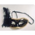 Miniatyrbild 2 av 4: Halloween mask Unisex Vuxen spets / fjädrar. Vietnamesisk Svart