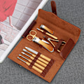 Miniatyrbild 8 av 9: 10-delad orange nagelklippare set PU-skönhetsset nagelförbättringsverktyg set
