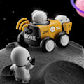 Miniatyrbillede 3 af 6: Astronaut Tegneserie Lastbil Legetøjssæt - Interaktiv Tryk-til-Go Inertilegetøj med Fløjteslydeffekter - Batterifri (Borebil)