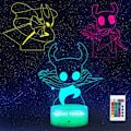 Miniatyrbilde 1 av 6: WJ Hollow Knight 3D nattlys illusjonslampe fargeskiftende LED akryl RGB-lys for soverom Valentinsdag gave LED-lys, barneromsdekor Hollow Knight Combo Pack