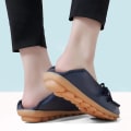 Miniatyrbilde 2 av 5: Moccasiner for kvinner Casual Slip on Dress Moccasiner Kvinner Komfortable skinn kjøresko utendørs Walking Flats sko----Mørk blå（Størrelse 37）