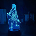 Miniatyrbillede 3 af 5: WJ 3D natlampe Uchiha Sasuke, 7 farver akrylplade 3D visuel lampe, 3D illusionslampe med 2-vejs strømtilstande, perfekt fødselsdagsgave Uchiha Sasuke
