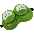 Miniatyrbild 2 av 7: Rolig Groda Sömnmask Mjuk Plysch Justerbar Blindfold Ögonmask Skydd med Återanvändbar för Män Kvinnor Barn