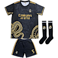 Miniatyrbilde 3 av 7: Real Madrid  Bellingham Barn Jersey Kit Borte Ungdom Vini Fotballdrakter Sett For Gutter Jenter Voksne 16 Black