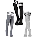 Miniatyrbilde 1 av 5: 3 Par Knee High Sokker Lårhøye Sokker Trippel Stripe Over Kneet Sokker Lange Ugjennomsiktige Lårhøye Strømper, 01