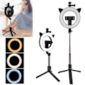 Miniatyrbillede 10 af 11: LED-fyldlys Bluetooth Live Streaming Selfie Ring Light Bærbar Makeup Justerbar Lys