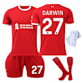 Miniatyrbillede 1 af 2: Liverpool Børnefodbolddragt 2023-2024 med Strømper og Knæbeskyttere - Nr. 27 DARWIN#L No.27 DARWIN #L