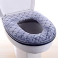 Miniatyrbild 1 av 7: Plysch Förtjockat Toalettsitsöverdrag för Badrum - Mjuk Värmare Tvättbar Pad med Dragkedja, Återanvändbar Snug - Fit Design, Mysig Grå Toalett grey